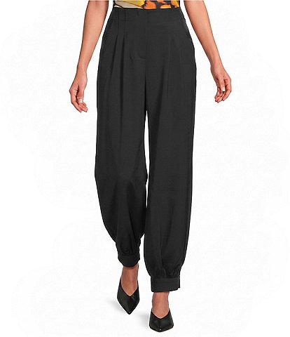Skies Are Blue Recycled High-Waisted Front Pleat Cuffed Hem Pants