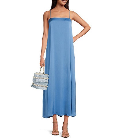 Skies Are Blue Recycled Satin Square Neck Sleeveless Maxi Dress