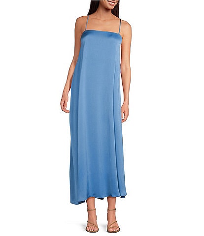 Skies Are Blue Recycled Satin Square Neck Sleeveless Maxi Dress