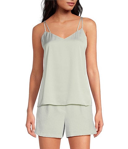 Skies Are Blue Sleeveless V-Neck Double Strap Cami Top