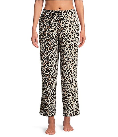 Sleep Sense Animal Print Velour Drawstring Elastic Waist Coordinating Sleep Pant