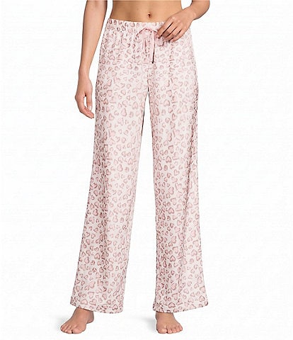 Sleep Sense Animal Print Velour Drawstring Elastic Waist Coordinating Sleep Pants