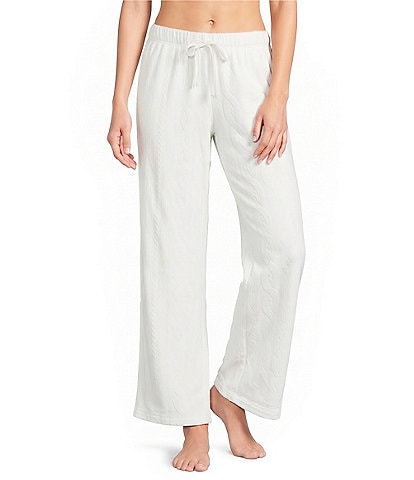 Sleep Sense Cable Knit Print Velour Drawstring Tie Coordinating Sleep Pants