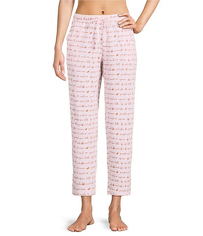 Sleep Sense Coffee Script Print Coordinating Knit Sleep Pants
