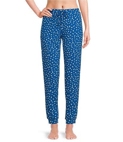 Sleep Sense Confetti Dot Knit Drawstring Tie Coordinating Sleep Joggers