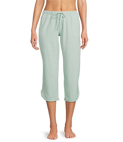 Sleep Sense Dotted Print Coordinating Knit Sleep Capri Pants