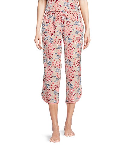 Sleep Sense Fall Floral Print Coordinating Knit Cropped Sleep Pants