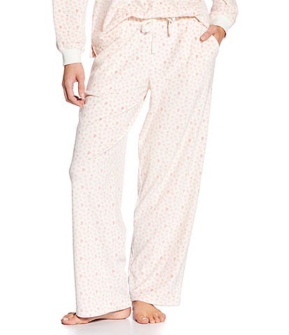 Sleep Sense Heart Print Velour Drawstring Elastic Waist Coordinating Sleep Pant