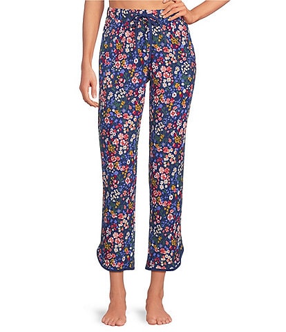 Sleep Sense Navy Garden Print Coordinating Knit Sleep Capri Pants