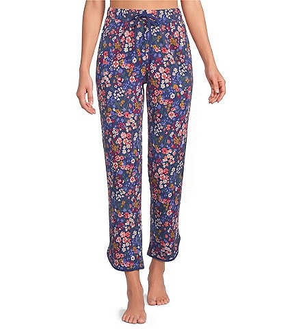 Sleep Sense Navy Garden Print Coordinating Knit Sleep Crop Pants