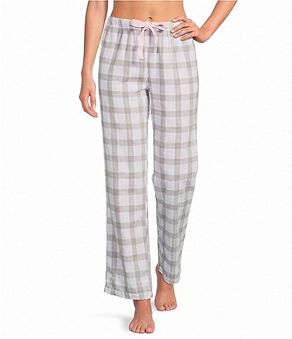 Sleep Sense Plaid Yarn Dye Cotton Portuguese Flannel Drawstring Tie Coordinating Sleep Pants