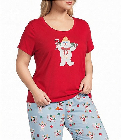Sleep Sense Plus Mr. Bingle Short Sleeve Knit Holiday Coordinating Sleep Top