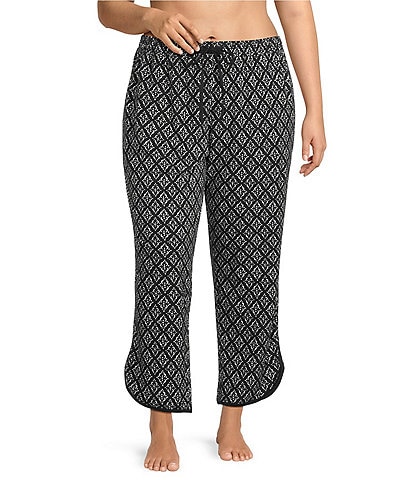 Sleep Sense Plus Size Black Geo Print Coordinating Sleep Pants