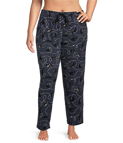 Sleep Sense Plus Size Cats & Yarn Print Coordinating Knit Capri Sleep Pants