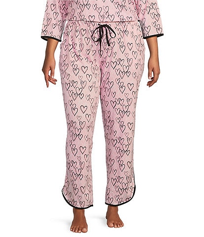 Women's Plus Tonal Heart Print Top & Leggings Pyjama Set