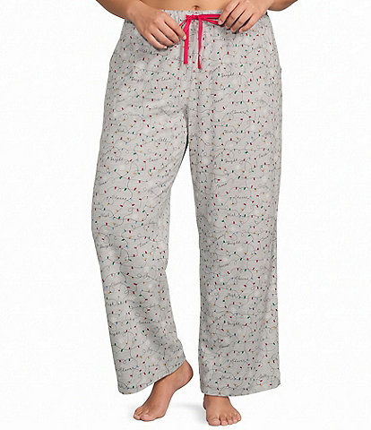 Sleep Sense Plus Size Hot Lights Print Knit Drawstring Coordinating Sleep Pants