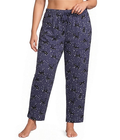 Sleep Sense Plus Size Moonlit Cats Print Coordinating Knit Sleep Pants