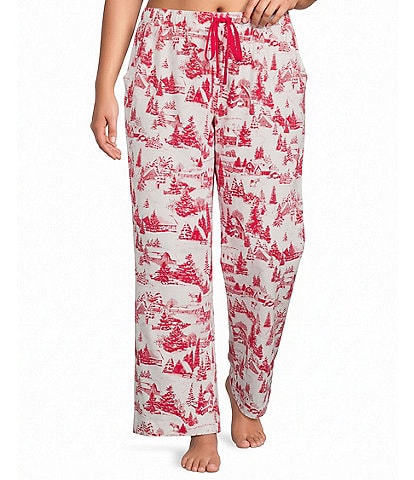 Sleep Sense Plus Size Winter Toile Print Knit Drawstring Coordinating Sleep Pants