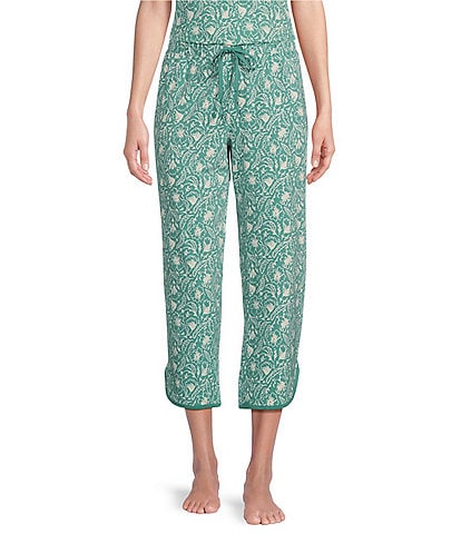 Sleep Sense Sketch Floral Print Coordinating Knit Copped Sleep Pants