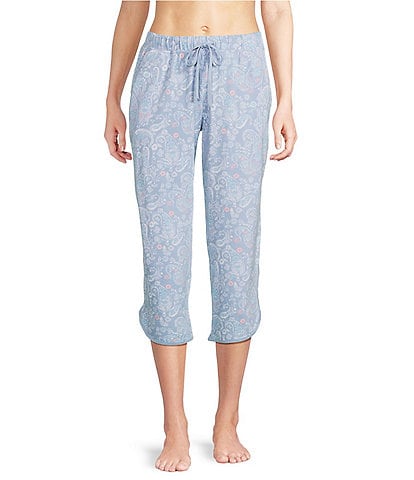 Sleep Sense Sweet Paisley Print Coordinating Knit Sleep Capri Pants