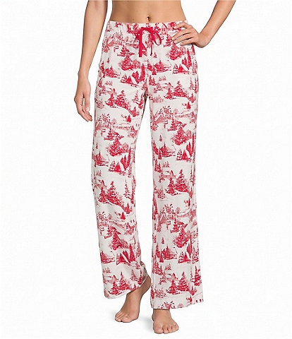 Sleep Sense Winter Toile Print Knit Drawstring Coordinating Sleep Pants