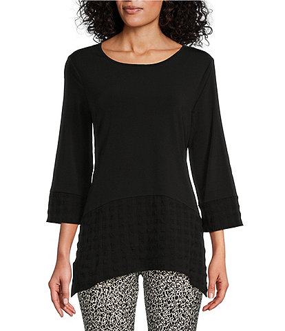 Slim Factor by Investments 3/4 Sleeve Mixed Media Top