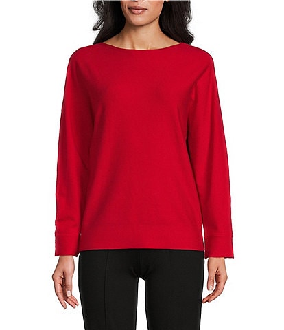 Slim Factor by Investments Boat Neck Long Sleeve Dolman Sweater