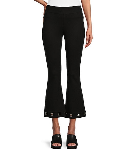 Slim Factor by Investments Classic Waist Square Grommet Kick Flare Cropped Pants