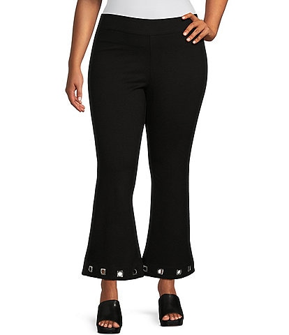 Slim Factor by Investments Plus Size Classic Waist Kick Flare Square Grommet Pants