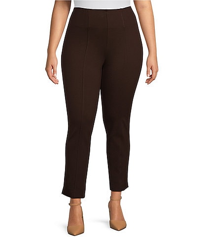 Slim Factor by Investments Plus Size Ponte Knit No-Waist Ankle Pants
