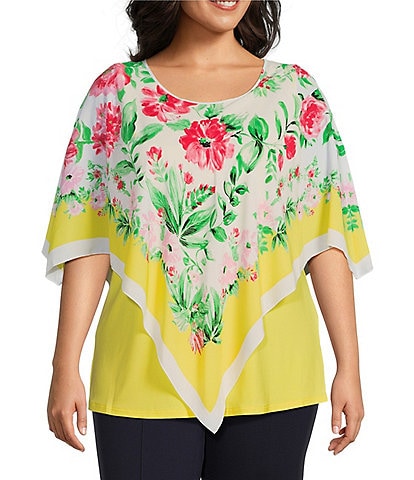 Slim Factor by Investments Plus Size Peony Scarf Mia Poncho Top