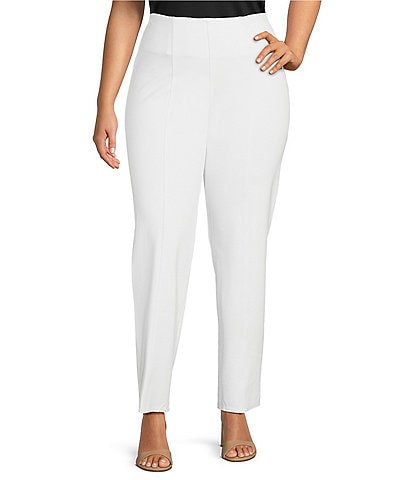 Slim Factor by Investments Plus Size Ponte Knit No Waist Slim Straight Pants
