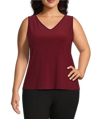 Slim Factor by Investments Plus Size Sleeveless Knit V-Neck Tank Top