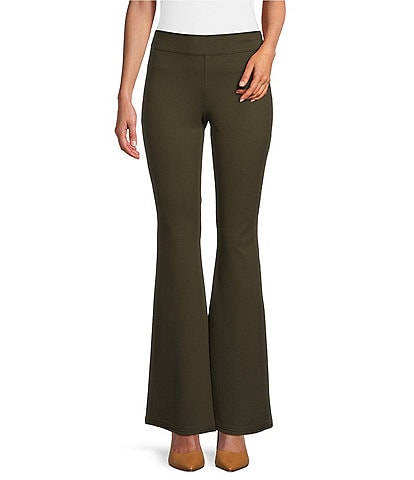 Slim Factor by Investments Ponte Knit Classic Waist Flare Leg Pants