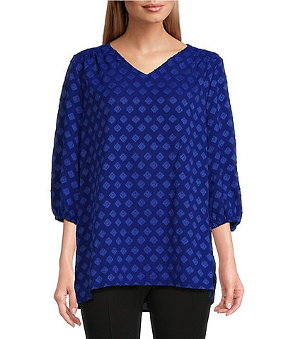 Slim Factor by Investments Royal Blue 3/4 Sleeve Blouse