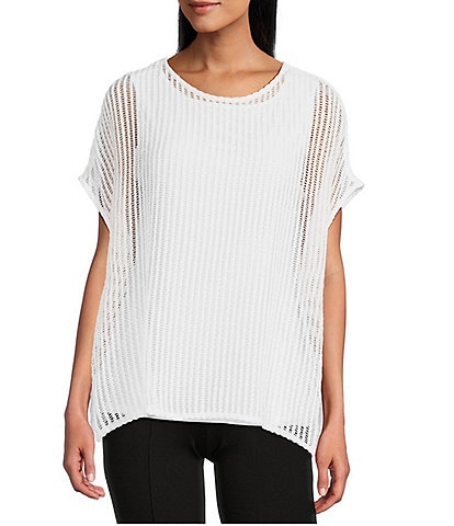 Slim Factor by Investments Short Sleeve Crochet Kate Top