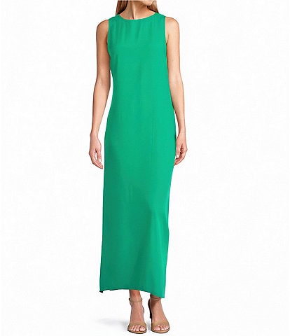 Slim Factor by Investments Sleeveless Crew Neck Maxi Dress