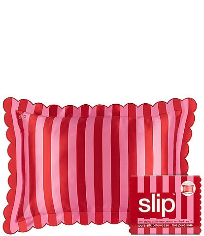 Slip Silk Queen Zippered Pillowcase with Scalloped Edge