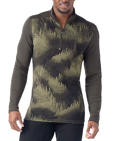 SmartWool Slim-Fit Merino Base Layer Pine Print Quarter-Zip Pullover