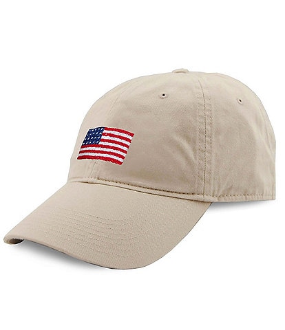 Smathers & Branson Needlepoint American Flag Baseball Cap
