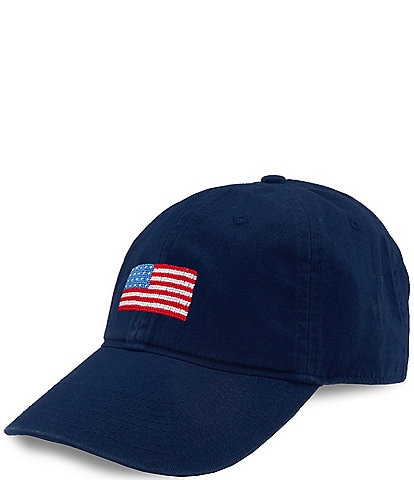 Smathers & Branson Needlepoint Americana Flag Baseball Cap