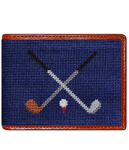 Smathers & Branson Needlepoint Crossed Golf Clubs Wallet