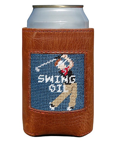 Smathers & Branson Needlepoint Swing Oil Golfer Can Cooler