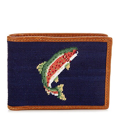 Smathers & Branson Needlepoint Trout & Fly Bifold Wallet