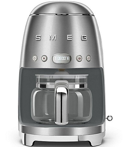 Smeg 50's Retro Style Aesthetic Drip Filter 10-Cup Silver Coffee Maker