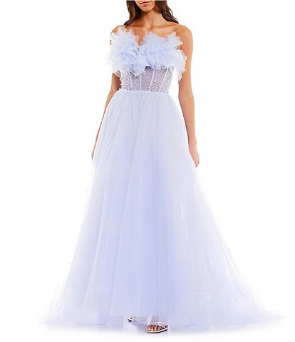 GB Social Strapless Pearl Dusted Tulle Ballgown