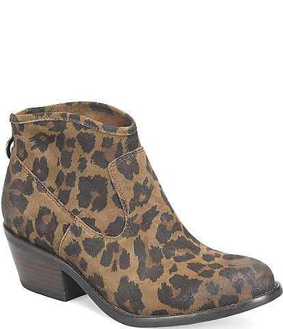 Sofft Aisley Leopard Suede Western Booties