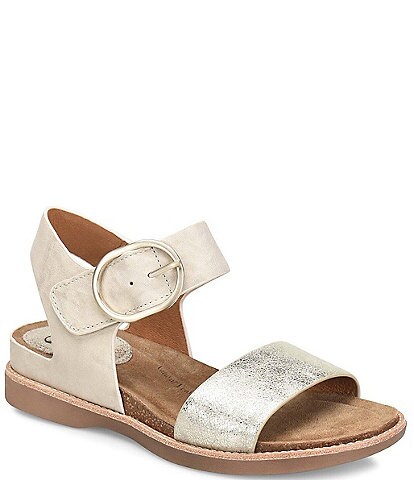 Sofft Bali Metallic Leather Oversized Buckle Detail Sandals