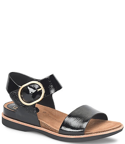 Sofft Bali Patent Leather Buckle Detail Sandals