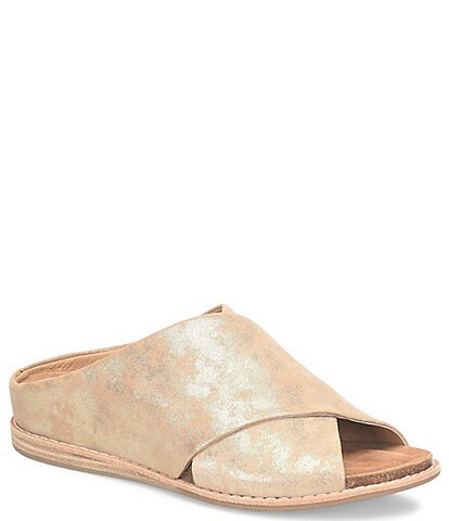 Sofft Bolina Metallic Leather Covered Slide Sandals
